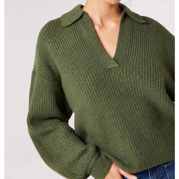 Apricot Contrast Ribbed Stripes Animal Pattern Knit Sweater